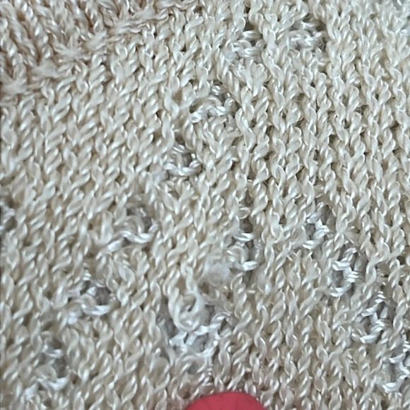 St. John Sport Boatneck Pointelle Knit Wool Blend Sweater in Tan - Size Large - Picture 4 of 12